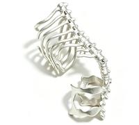 Spine Ribcage Knuckle Armor Ring, Adjustable Silver Gothic Punk Jewelry | Full Finger Statement Jewelry for Women Men, Open band fits US 5-9, Halloween costume & daily alt wear, Unisex goth