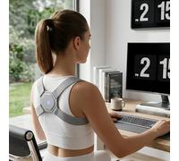 Spinebuzz Smart Posture Corrector - Intelligent Upper Back Vibration Reminder with Sensor, Adjustable Daily Trainer Brace for Women and Men, Ideal for Office Desk, Home & Driving - Classic Grey (#A)