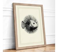 Spined Organism Botanical Framed Wall Art Print A2 (59.4×42cm) Oak, Wall Decor for Living Room, Bedroom, Office & Home, Ready to Hang, Art Gift