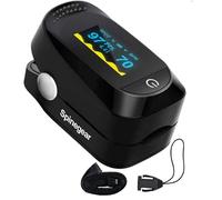 Spinegear Finger pulse Oximeter Blood Oxygen saturation Monitor | CE Certified UK Approved MHRA Registerd Spo2 | Black with Lanyard