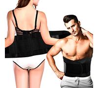 Spinegear Lumbar support belt for lower back pain uk design back brace pain relief belt - Including 4 medical abs Stay & double compression elastic straps for Men and Women L/XL (85-110CM) Black