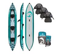 SPINERA 2025 Hybris 475 3 Person Kayak Package Inc Bag, 2 Fins, 3 Kayak Seats - Blue