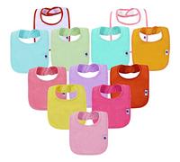 SPINFOX 12 Pack Waterproof Baby Bibs for Girls Terry Drool Bib Cotton Solid Knit Infant Feeding Bibs -Girl