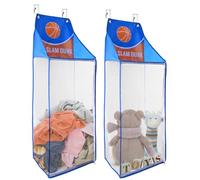 SPINFOX 2 Pack Over the Door Laundry Hamper, Hanging Basketball Laundry Hamper with Zipper, Foldable Mesh Laundry Bakset for Dirty Cloth Toy Towel Saving Space Storage and Organization - Basketball