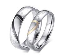 Sping Jewelry His and Hers Half Love Heart Between Couples Promise Ring Titanium Steel Forever Wedding Engagement Pinky Band