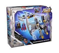 DC Comics, Metal Force Transforming Batwing, 2-in-1 Playset, Includes Batman and Superman Figures, with Projectiles and Character Cards, Kids’ Toy for Boys and Girls Aged 4+
