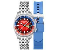 Spinnaker Men's 42mm Bradner GMT Automatic Spongebob Squarepants Bubbly Grins Limited Edition Mr. Krabs Red Watch with Solid Stainless Steel Bracelet SP-5162-22