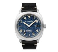 Spinnaker Hull California Men's Automatic 3 Hands Watch with Blue Dial and Black Genuine Leather Strap - SP-5071-02