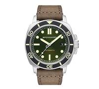 Spinnaker Hull Diver Men's Automatic 3 Hands Watch with Dark Green Dial and Dark Brown Genuine Leather Strap - SP-5088-03