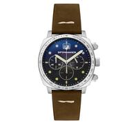 Spinnaker Hull Men's Meca-Quartz Chronograph Watch with Black Dial and Brown Genuine Leather Strap - SP-5068-01