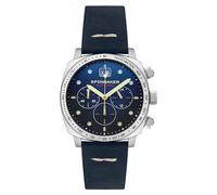 Spinnaker Hull Men's Meca-Quartz Chronograph Watch with Blue Dial and Blue Genuine Leather Strap - SP-5068-03