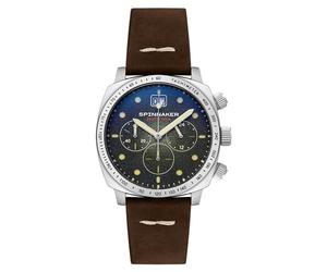 Spinnaker Hull Men's Meca-Quartz Chronograph Watch with Green Dial and Brown Genuine Leather Strap - SP-5068-02