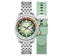 Spinnaker Men's 42mm Bradner GMT Automatic Spongebob Squarepants Bubbly Grins Limited Edition Squidward Green Watch with Solid Stainless Steel Bracelet SP-5162-33
