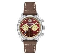 Spinnaker Men's 42mm Hull Chronograph Burnt Maroon Watch with Leather Strap SP-5068-05