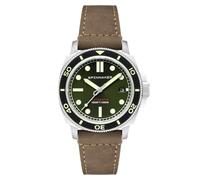 Spinnaker Mens 42mm Hull Diver Automatic Alligator Green 3 Hands Watch with Genuine Leather Strap SP-5088-03