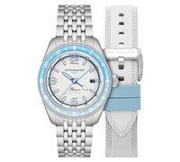 Spinnaker Men's 43mm Fleuss GMT Automatic Moon White Watch with Solid Stainless Steel Bracelet SP-5120-22