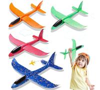 SPINNE LUCAS Glider Planes for Kids 4PCS - 14.57 Inch Foam Plane Toys, Polystyrene Airplane for Kids, Garden Outdoor Games Toys for 3 4 5 6 7 Year Old Boys Girls Birthday Gifts, Family Outdoor Sport