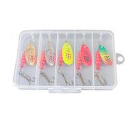 Spinner Bait - Bass Trout Hard Metal Spinner Baits Kit | Lightweight Gear Set with Bright Colors in a Box for Sea Lake Water Fishing Men Fisherman
