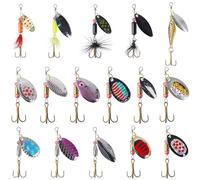 Spinner Bait Fishing Lures 16pcs Bass Spinnerbaits Kit Multicolor Fishing Spoon Lures Assortment with Tackle Box for Trout Pike Bass Walleye Salmon
