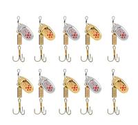 Spinner Bait Set - 10 Pieces Metal Baits with Triple Hooks | High-Quality Spinner Blades for Trout Bass Walleye, Reflective Fishing Lures for Lake River Pond, Outdoor Predator Fish Fishing Accessories