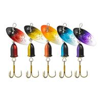 Spinner Baits Online, Spinner Baits for Fishing, 5 x Coloured Glitter Copper Trout Platform Jigs, 360 Degree Rotation Fishing Lures, Fishing Accessories for The, Fishing