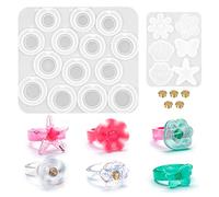Spinner Fidget Anxiety Ring Resin Molds Silicone for Epoxy Resin Butterfly Daisy Starfish Shell Flower Cat Paw Ring Resin Molds Ring Resin Molds with 5 Bearings DIY Crafts Jewelry Making