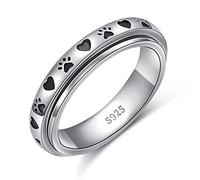 Spinner Fidget Ring S925 Sterling Silver Anxiety Worry Band Fidget Stress Relieving Boredom ADHD Autism Rings for Women Men