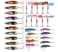 Spinner Fishing Lures Kit, 30pcs Inline Spinner Baits Spoon Lures Small Hard Lures Assorted Fishing Lures Set for Trout Bass Salmon Walleye Freshwater Saltwater Tackle Box