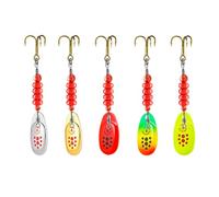 Spinner Lures for Bass,Set of 5 Spinner Lures - Lures, Equipment and Bright Coloured Jigs for Golden, Catfish, Crappie in the Lakes and Sea
