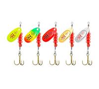 Spinner Lures for Black Bass Fishing - 5 Pieces Fishing Lures Spinner Baits, Light Bright Colours in Box for Men Freshwater and Saltwater Fishermen