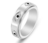 Spinner Rings Titanium Stainless Steel Engraved Eye of God Ring Black Gold Silver Tone, 6-11 Size, 07, Rhinestone, Cubic Zirconia