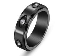 Spinner Rings Titanium Stainless Steel Engraved Eye of God Ring Black Gold Silver Tone, 6-11 Size, 8 UK, Rhinestone, Cubic Zirconia