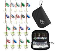 Spinner Set Trout Spoon Set 18 Pieces Spinner Fishing Artificial Bait Spinner Blinker Set 3 g / 3.2 g Fishing Accessories Trout Fishing with Carry Bag Fishing Set for Perch Trout and Other Predator