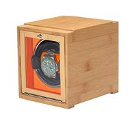Spinner winding box Watch Winders - Bamboo Watch Shaker Single Watch Winder Mechanical Watch Automatic Winding Box Dual-power Household Watch Storage Case with Door Available Battery Quiet and well op