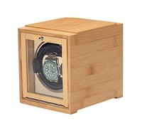 Spinner winding box Watch Winders - Bamboo Watch Shaker Single Watch Winder Mechanical Watch Automatic Winding Box Dual-power Household Watch Storage Case with Door Available Battery Quiet and well op