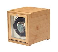 Spinner winding box Watch Winders - Bamboo Watch Shaker Single Watch Winder Mechanical Watch Automatic Winding Box Dual-power Household Watch Storage Case with Door Available Battery Quiet and well op