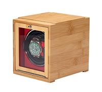 Spinner winding box Watch Winders - Bamboo Watch Shaker Single Watch Winder Mechanical Watch Automatic Winding Box Dual-power Household Watch Storage Case with Door Available Battery Quiet and well op