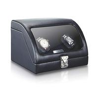 Spinner winding box Watch Winders - Black Genuine Leather 2-slot Watch Shaker Battery Powered Automatic Watch Winder Watch Storage Box Display Case Precision Winding Silent Motor Quiet and well operat