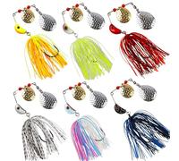 Spinnerbait Fishing Lures Kit Set, 6pcs Bass Fishing Buzzbait Multicolor Bass Trout Salmon Metal Spinner Baits Swim Jigs Freshwater Saltwater Fishing