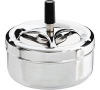 Spinning Ashless Ashtray,TOPIND Push Down Ashtray Extra Large Chrome Windproof Ashtray, Outdoor Tabletop Ashtrays,LargeRoundforOutdoor Home Office Ashtrays (Silver)