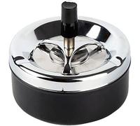 Spinning Ashless Ashtray,TOPIND Push Down Ashtray Extra Large Chrome Windproof Ashtray, Outdoor Tabletop Ashtrays,LargeRoundforOutdoor Home Office Ashtrays (Black)