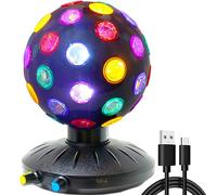 Spinning Disco Ball LED Night Light Projector 360° Rotary Speed/Brightness Adjustable Lamp for Parties, Lighting, Halloween, Christmas, Birthday, Holiday, Club, Bar (USB/Battery Operation) (Black)