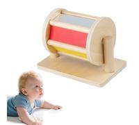 Spinning Drum Baby Toy - Montessori Spinning Toys for Babies with Mirror & Bell, Wooden Sensory Drum Toy for 6-12 Months, Educational Wooden Baby Toys for Boys & Girls Age 1 2 3
