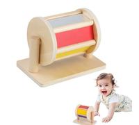 Spinning Drum Baby Toy - Wooden Montessori Sensory Toy for Babies & Toddlers, Colorful Wooden Baby Toys with Acrylic Mirror & Bell, Sensory Toys Toddler Drum Gift for 6-12 Months 1 2 3 Years Old Kids