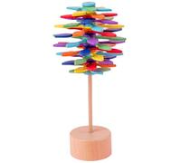 Spinning Fidget Toy, Colorful Wooden Spin Art Toys with Wooden Base Anxiety Stress Relief Spin Toys Sensory Educational Decompression Toy for Kids Adults