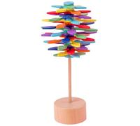 Spinning Fidget Toy, Colorful Wooden Spin Art Toys with Wooden Base Anxiety Stress Relief Spin Toys Sensory Educational Decompression Toy for Kids Adults Spinning Fidget