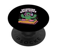 Spinning Good Vibes Plant Dj Headphones PopSockets Adhesive PopGrip