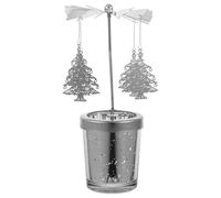 Spinning Metal Candle Holder Christmas Tree Charms Spin Scandinavian Rotary Candle Holder Candleholder Holiday Table Centerpieces Silver