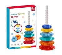 Spinning Stacking Tower Toys Rainbow Stacking Rings for 1 Year Old Boys Girls Sensory Spin Gears Toy Early Education Learning Engaging Toddler Brain Development Toys Fine Motor Skills Ring Stacker