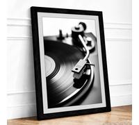 Spinning Vinyl Vintage Framed Wall Art Print A1 (84.1×59.4cm) Black, Wall Decor for Living Room, Bedroom, Office & Home, Ready to Hang, Art Gift